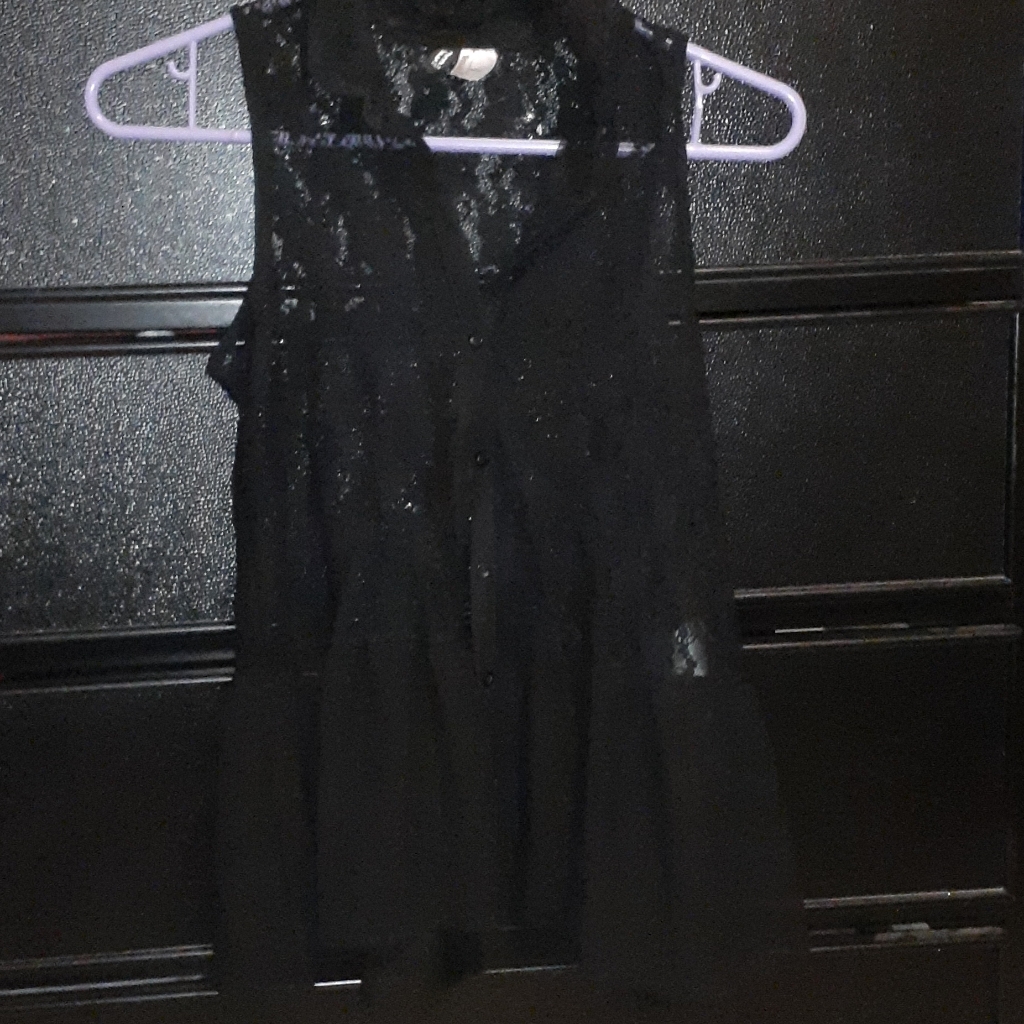 Button Down Collared Lace Blouse